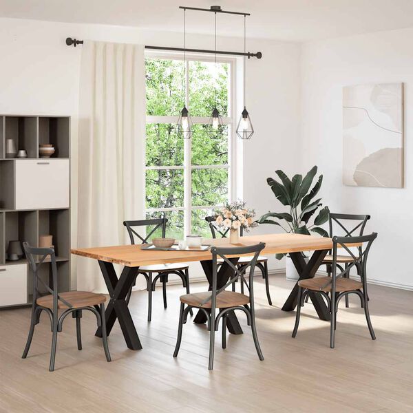 vidaXL Pés para mesa de jantar em formato de X, 3 peças, preto, 80x (72-73) cm, aço