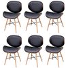 vidaXL Cadeiras de jantar 6 pcs madeira curvada e couro artificial