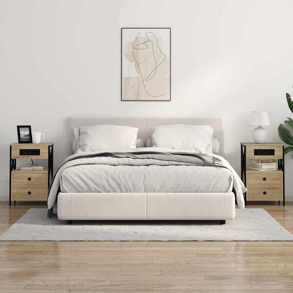 vidaXL Arm&aacute;rio de Cabeceira 2 pcs Carvalho Sonoma 40 x 31 x 60 cm