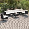 vidaXL 9 pcs conjunto lounge de jardim c/ almofadões vime PE preto