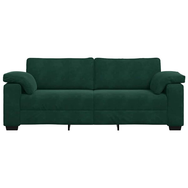 vidaXL Sof&aacute; de 3 lugares 220x77x82 cm veludo verde-escuro
