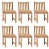 vidaXL Cadeiras de jardim 6 pcs c/ almofad&otilde;es madeira de teca maci&ccedil;a