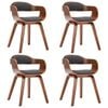 vidaXL Cadeiras de jantar 4 pcs tecido/madeira curvada cinzento-escuro