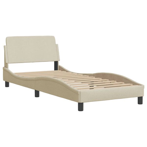 vidaXL Cama com colch&atilde;o Dover 90x200 cm tecido cor creme