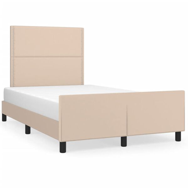 vidaXL Estrutura cama cabeceira 120x200 cm couro artificial cappuccino