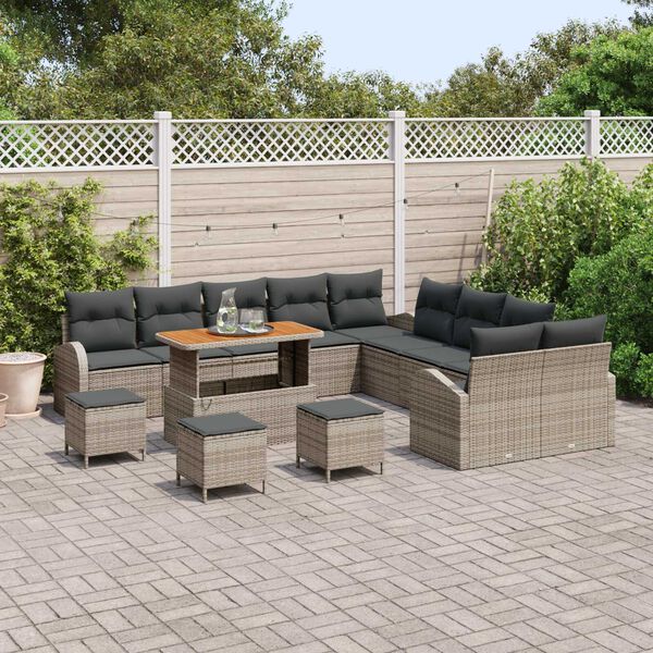 vidaXL Conjunto de Sof&aacute; de Jardim com almofada 14 pcs Cinzeto