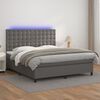 vidaXL Cama box spring c/ colch&atilde;o/LED 180x200cm couro artificial cinza