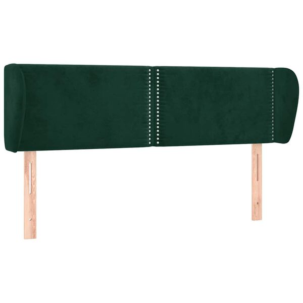 vidaXL Cabeceira de cama c/ abas veludo 147x23x78/88cm verde-escuro