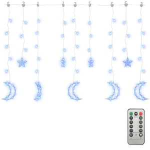 vidaXL Estrelas e luas de luz c/ controlo remoto 138 LEDs azul