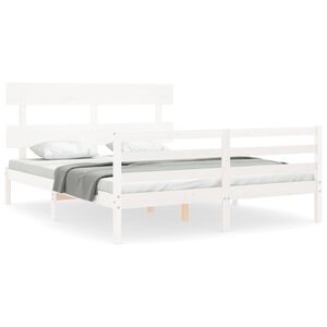 vidaXL Estrutura de cama com cabeceira 160x200 cm madeira maci&ccedil;a