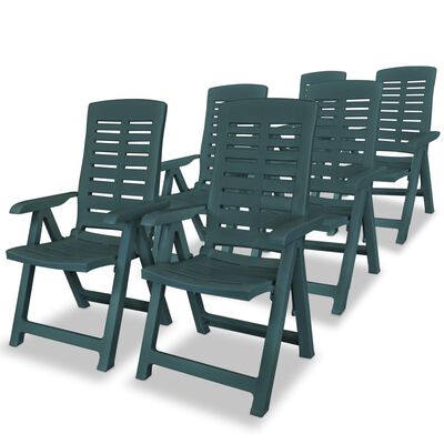 vidaXL Cadeiras de jardim reclináveis 6 pcs plástico verde