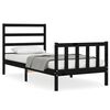 vidaXL Estrutura de cama com cabeceira 90x200 cm madeira maci&ccedil;a preto