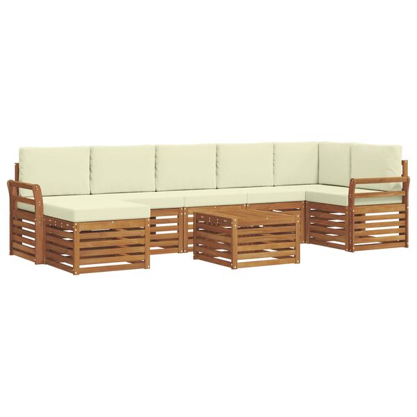 vidaXL Conjunto de Sof&aacute; Sectional com almofada 8 pcs Natural e Creme