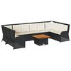 vidaXL 7 pcs conjunto lounge de jardim c/ almofad&otilde;es vime PE preto