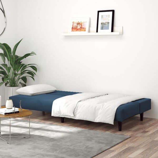 vidaXL Sof&aacute;-cama de 2 lugares veludo azul
