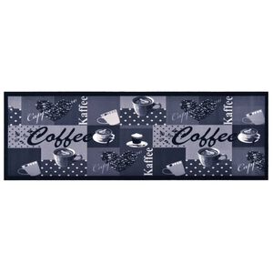 vidaXL Tapete de cozinha lav&aacute;vel com design caf&eacute; 45x150 cm azul