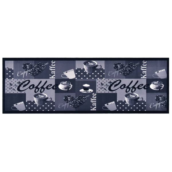 vidaXL Tapete de cozinha lavável com design café 45x150 cm azul