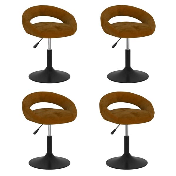 vidaXL Cadeiras de jantar girat&oacute;rias 4 pcs veludo castanho