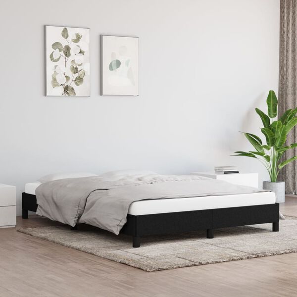 vidaXL Estrutura de cama sem colch&atilde;o 140x190 cm tecido preto