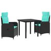 vidaXL Conjunto de Jantar para Jardim 3 unid. Preto e Turquesa vime PE