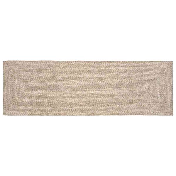 vidaXL Tapetes de &aacute;rea Retangular Natural e Branco 60 x 250 cm Juta
