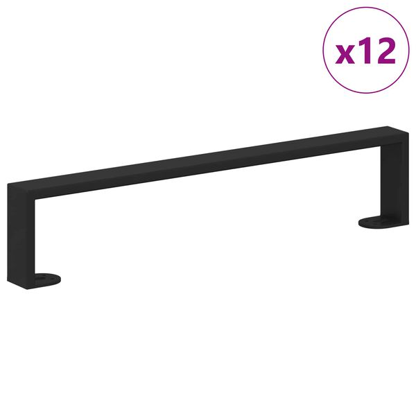 vidaXL P&eacute;s de M&oacute;veis 12 pcs Preto 48,1 x 4 x 10 mm Ferro