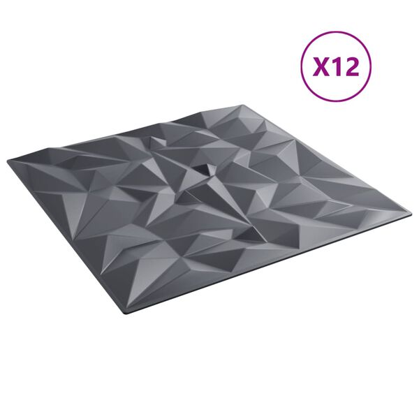 vidaXL Painéis de parede 12 pcs 50x50 cm 3m² XPS ametista cinzento