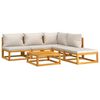 vidaXL 6pcs conjunto lounge de jardim madeira c/almofadões cinza-claro
