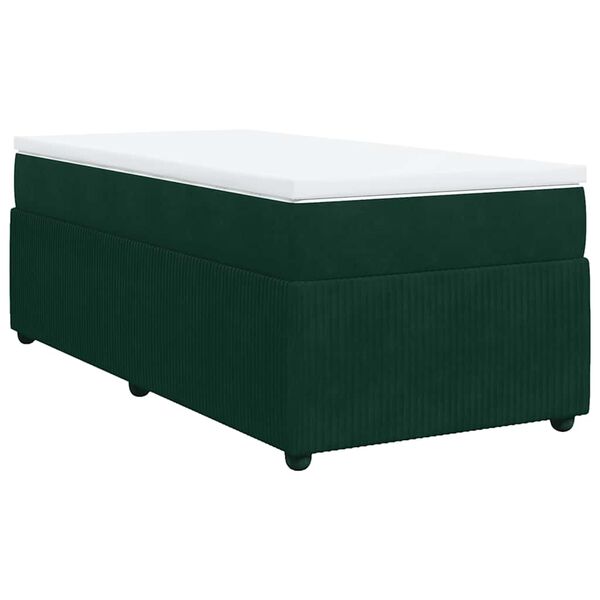 vidaXL Cama com molas/colch&atilde;o 100x200 cm veludo verde-escuro