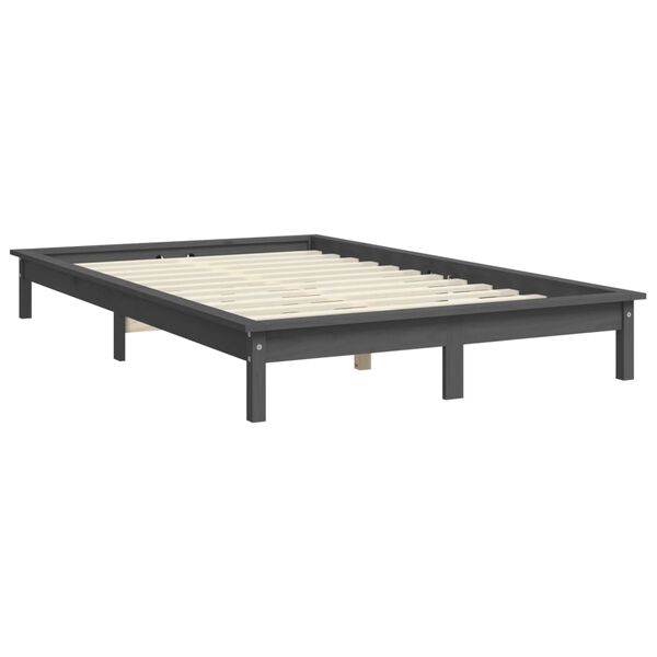 vidaXL Estrutura de cama 200x200 cm madeira de pinho maci&ccedil;a cinzento