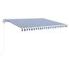 vidaXL Toldo autom&aacute;tico LED e sensor de vento 400x350 cm azul e branco