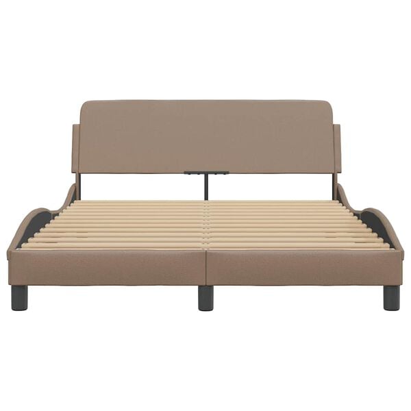 vidaXL Estrutura de cama Dover 140x200 cm couro artificial cappuccino