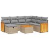 vidaXL 8 pcs conj. sof&aacute;s jardim c/ almofad&otilde;es vime PE bege misturado