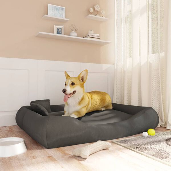 vidaXL Almofad&atilde;o p/ c&atilde;es c/ almofadas 115x100x20cm oxford cinza-escuro
