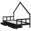 vidaXL Estrutura cama infantil c/ gavetas 90x190 cm pinho maci&ccedil;o preto