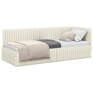 vidaXL Estrutura de Cama de Canto Creme 80 cm x 200 cm Veludo