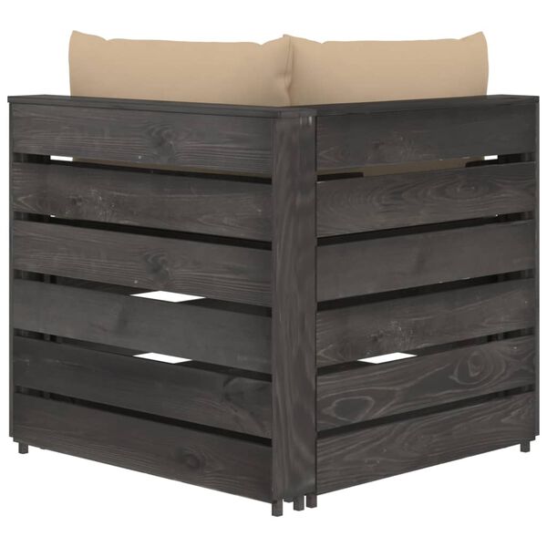 vidaXL Sof&aacute; jardim 2 lugares c/ almofad&otilde;es madeira impregnada cinzento