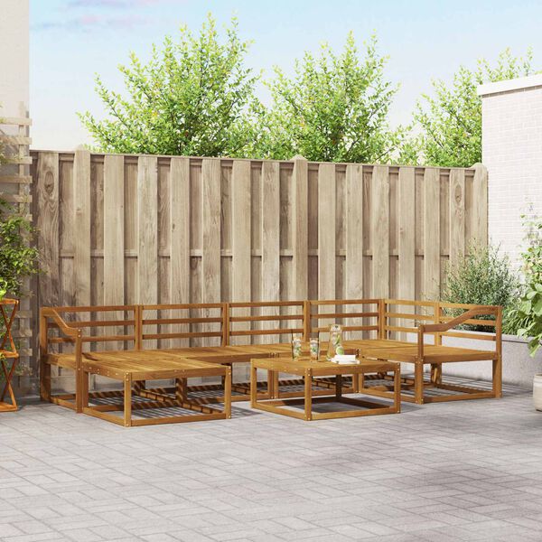 vidaXL Conjunto de Sof&aacute;s para Exterior 7 pcs Natural