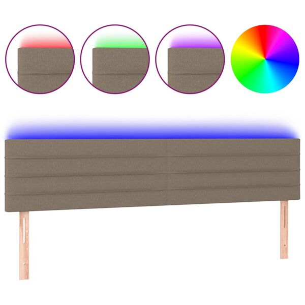 vidaXL Cabeceira cama luzes LED tecido 180x5x78/88cm cinza-acastanhado