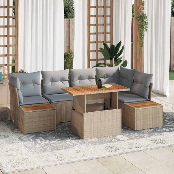 vidaXL Conjunto de Sof&aacute; de Jardim 10 pcs Bege Rattan Sint&eacute;tico