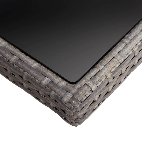 vidaXL Mesa de jantar para exterior vime PE e vidro cinzento