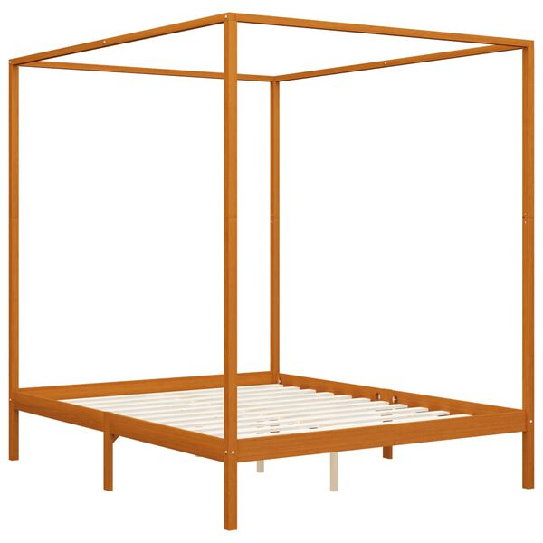vidaXL Estrutura de cama p/ dossel c/ 4 gavetas 180x200cm pinho maci&ccedil;o