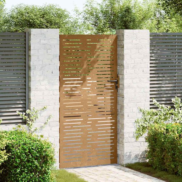 vidaXL Port&atilde;o de jardim 85x200 cm a&ccedil;o corten design quadrados