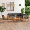 vidaXL 7 pcs conj. lounge de jardim + almofad&otilde;es cinzentos teca maci&ccedil;a