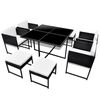 vidaXL 9 pcs conjunto jantar exterior com almofad&otilde;es vime PE preto