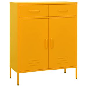 vidaXL Arm&aacute;rio de arruma&ccedil;&atilde;o a&ccedil;o 80x35x101,5 cm amarelo mostarda
