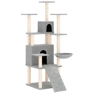 vidaXL &Aacute;rvore p/ gatos c/ postes arranhadores sisal 154 cm cinza-claro