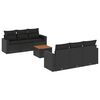 vidaXL 7 pcs conjunto de sof&aacute;s p/ jardim c/ almofad&otilde;es vime PE preto