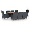 vidaXL 9 pcs conj. jantar exterior c/ almofad&otilde;es vime PE cinza-escuro