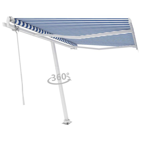 vidaXL Toldo autom&aacute;tico independente 300x250 cm azul e branco